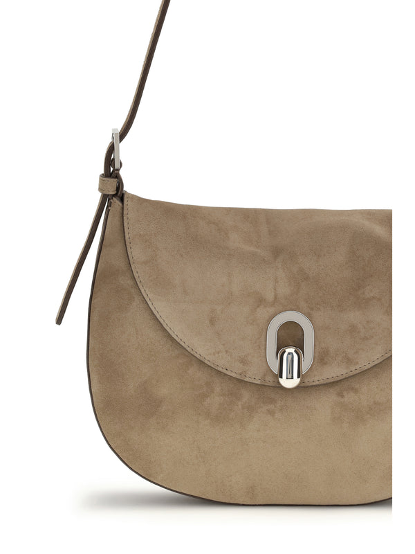 Hobo Shoulder Bag Taupe Calf Leather
