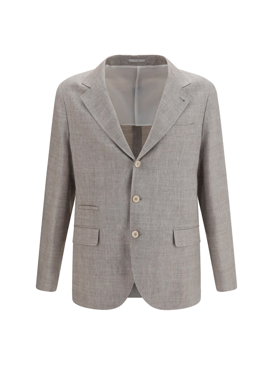 Jacket Chevron Linen And Wool Light Brown