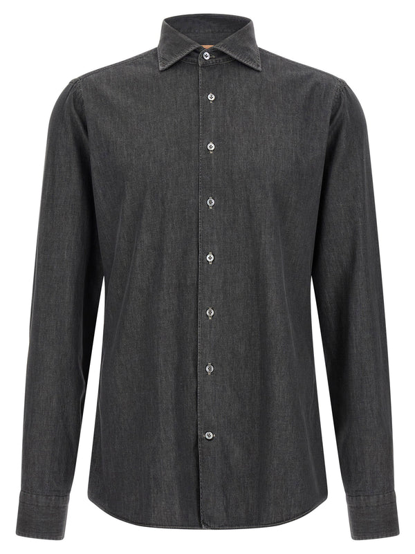 Borriello Cotton Denim Shirt — Charcoal