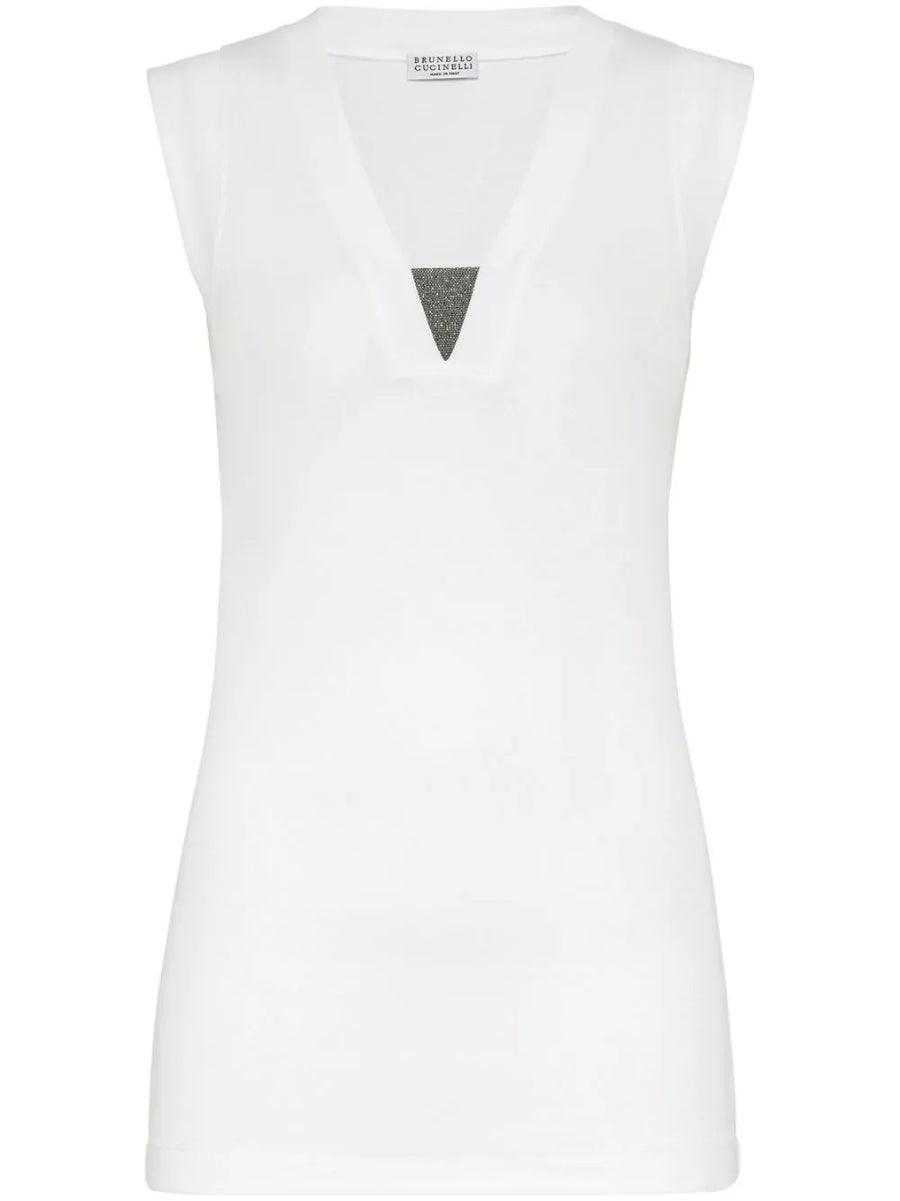 Brunello Cucinelli Cotton 94% tank top in white