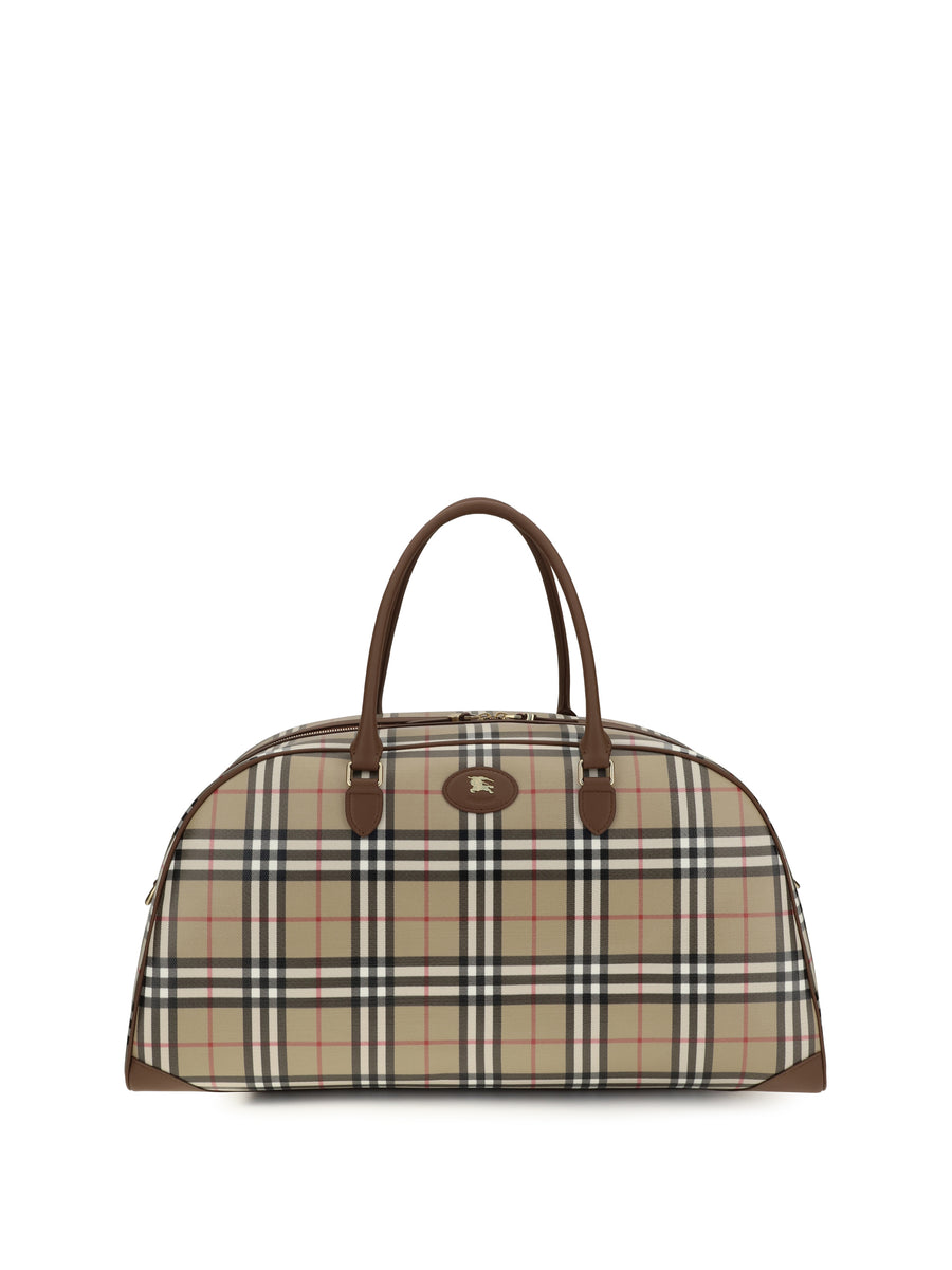 Travel Bag Check Archive Beige Cotton Shoulder