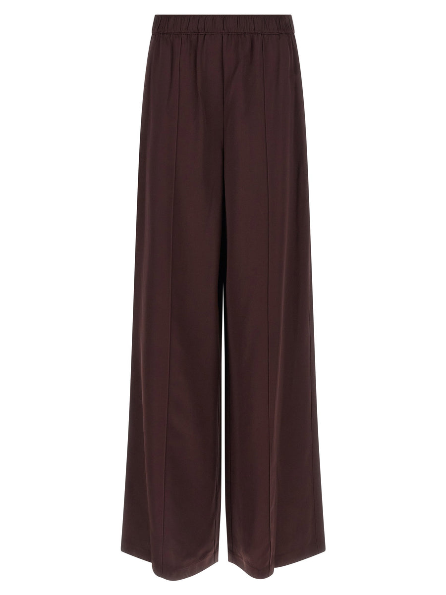 Tory Burch Shiny Fabric Trousers — Burgundy