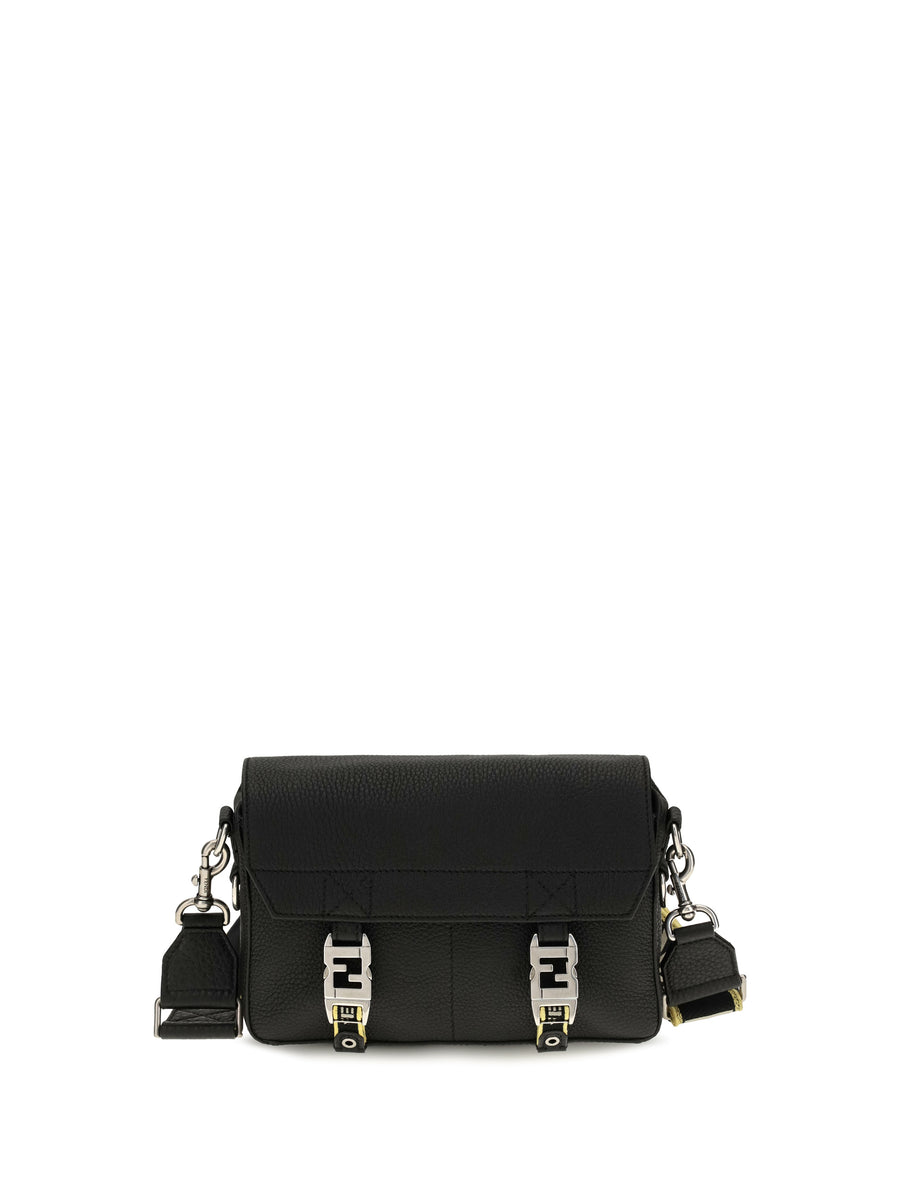 Flow Romano Leather Crossbody Bag Nero Calf Bos Taurus Shoulder