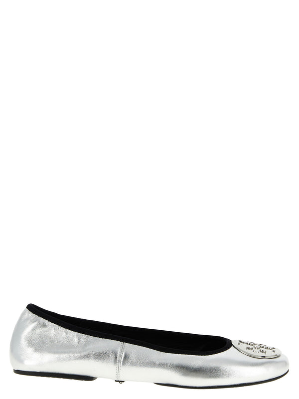 Tory Burch Reva Travel Ballet Flat — Silver