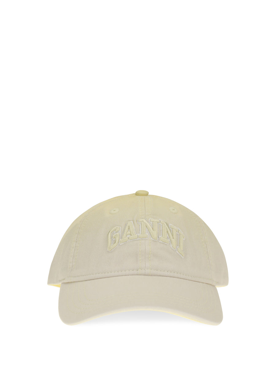 Ganni B3020237 100% cotton baseball cap in beige