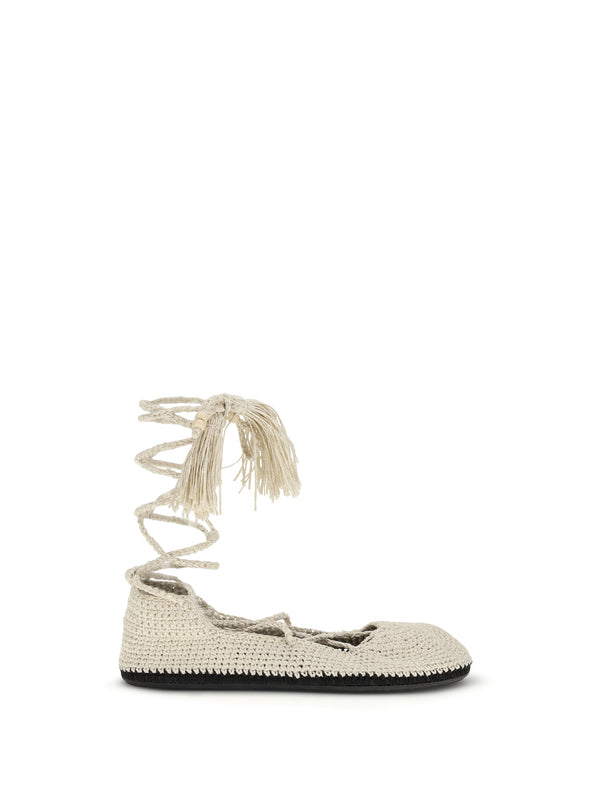 Lace-Up Ballerinas Arpa Black General Recycled Polyester Sandal