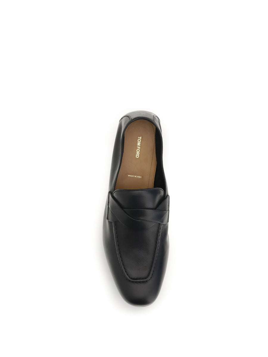 Loafers Gigi Woven Strap Black Calf Leather