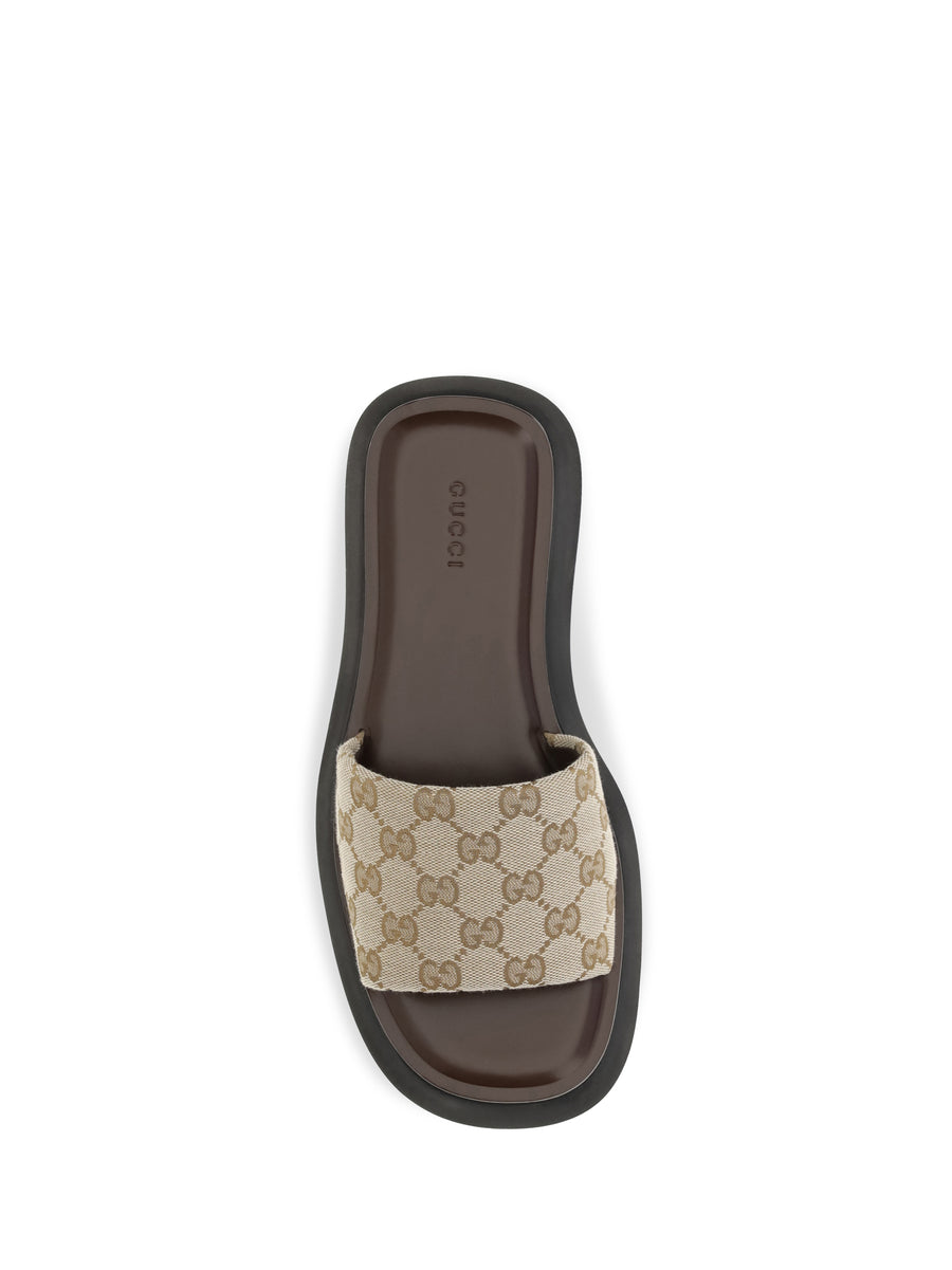 Sandals Oversized Sole Slider Vintage Sand Upper: Fabric