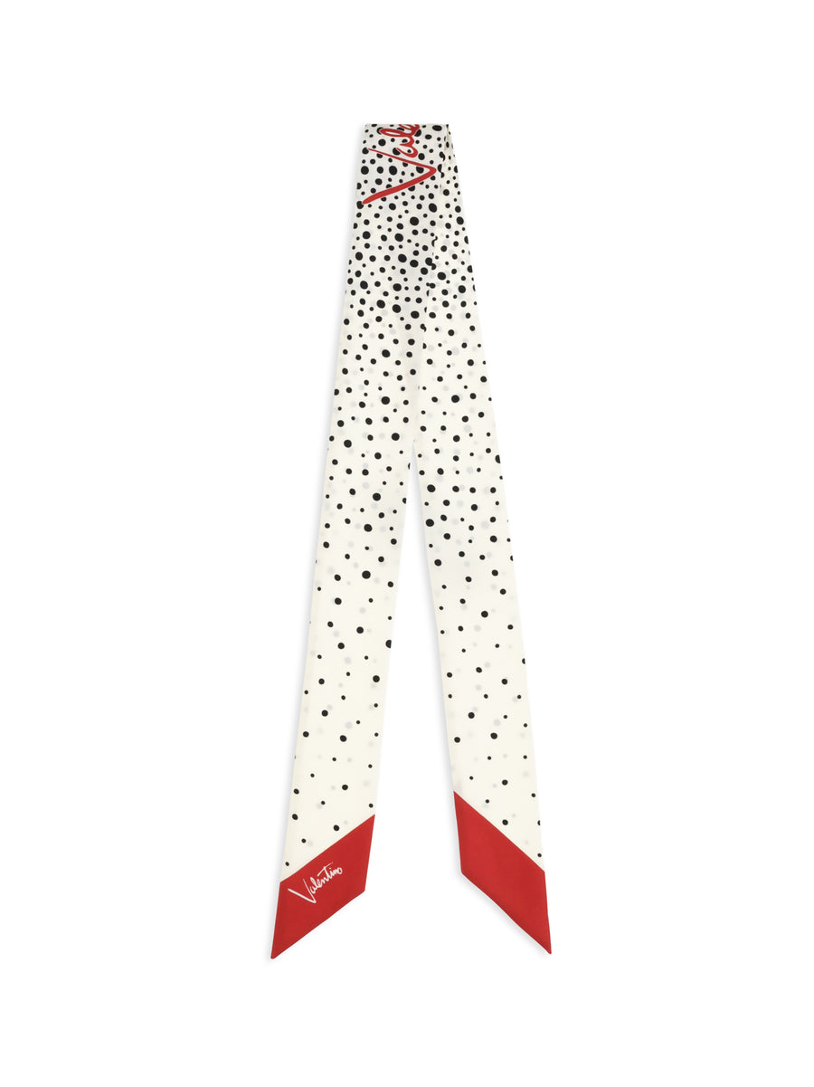Scarf Twill Little Stars Starry Silk Vanilla/black/red/vanilla