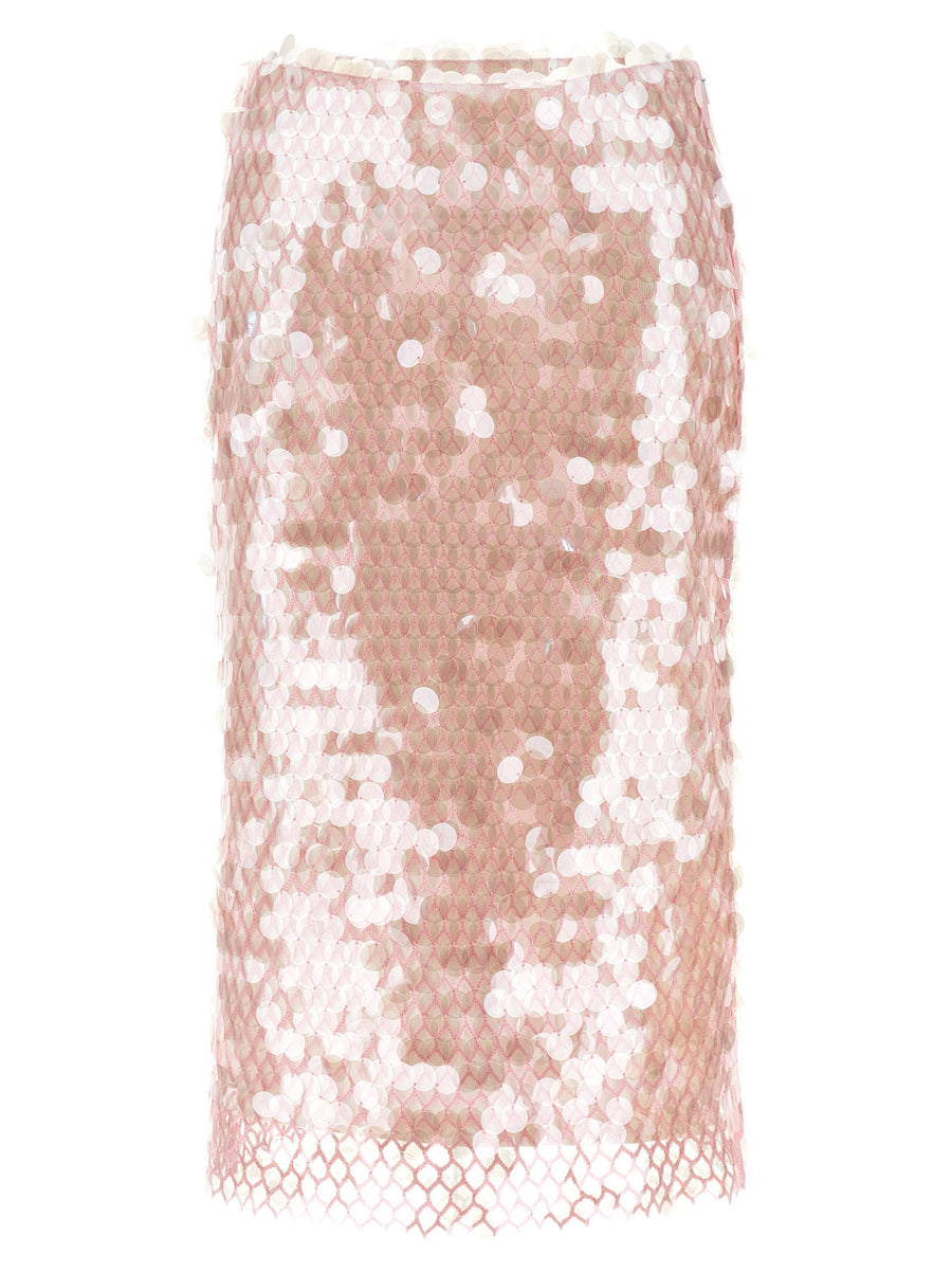 Tory Burch Sequin-Embroidered Skirt — Pink