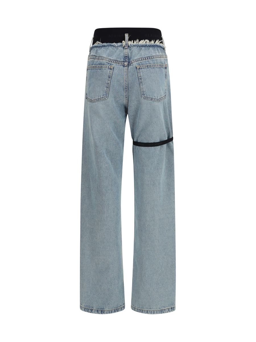 High-Waisted Jeans Blue Wash Cotton