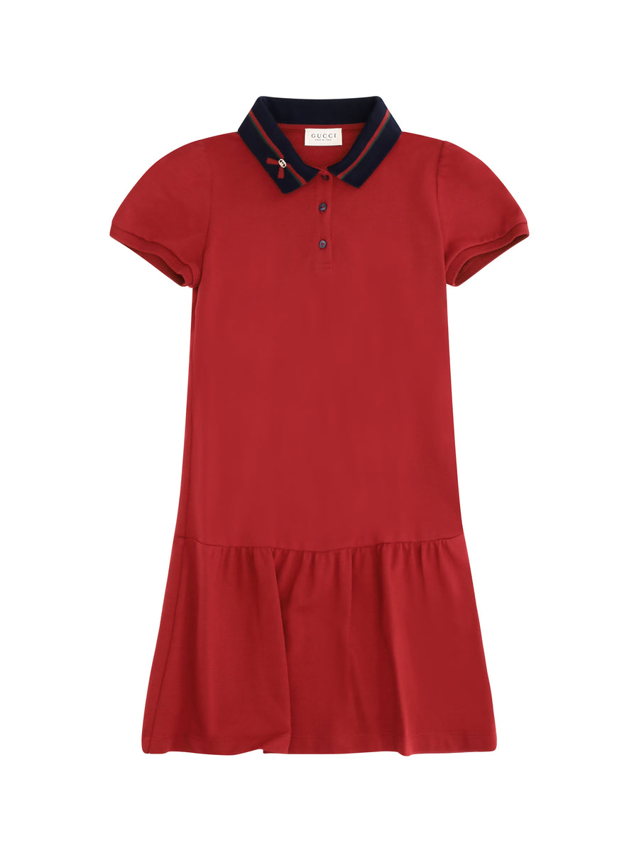 Cotton Polo Dress Cherry Red/mix Cotton; Elastane