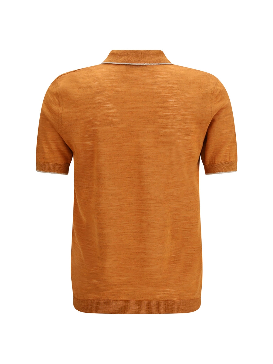 Polo Shirt Linen Blend Brown