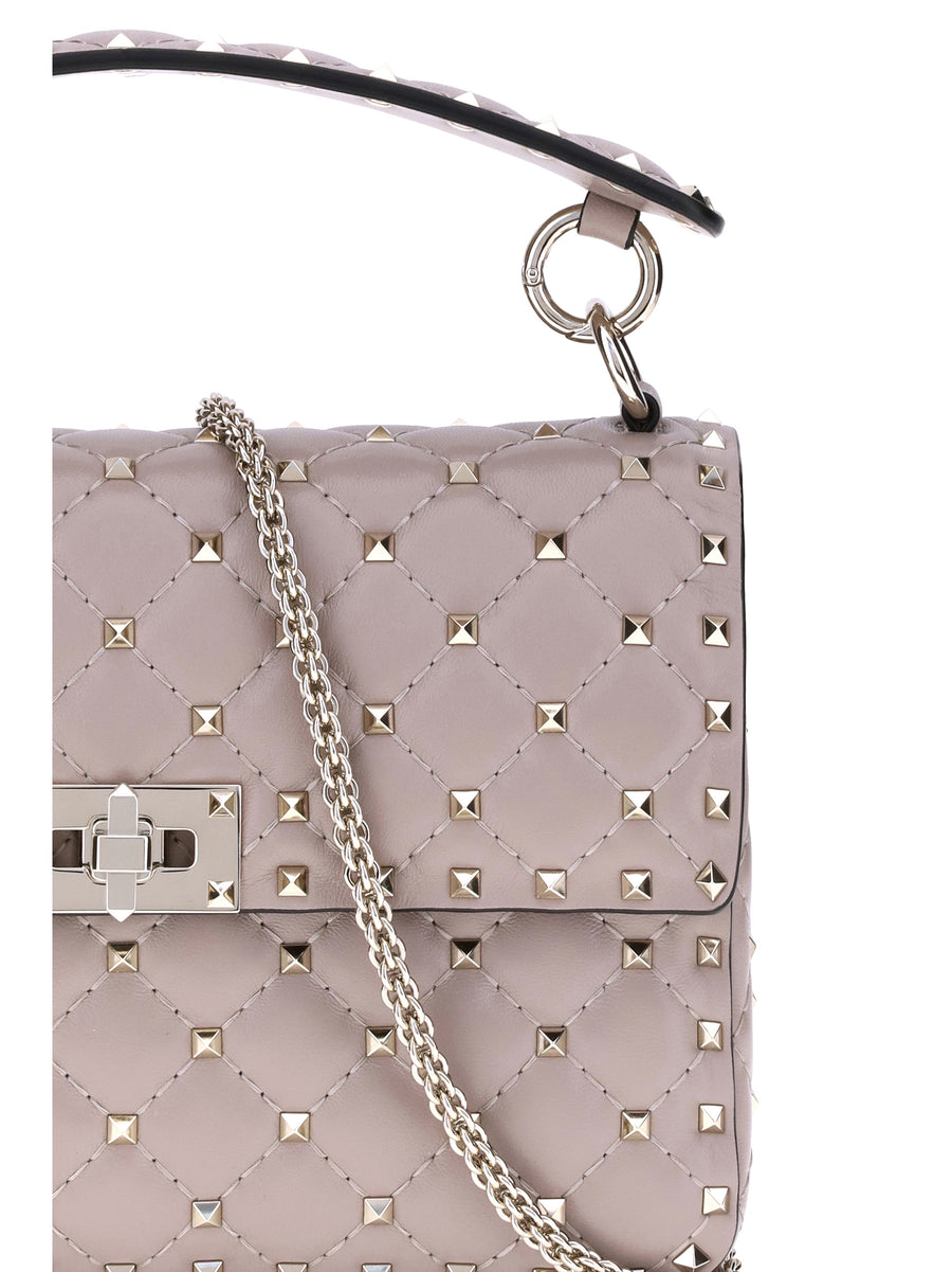 Handbag Rockstud Spike Powder Lamb Leather Handbags