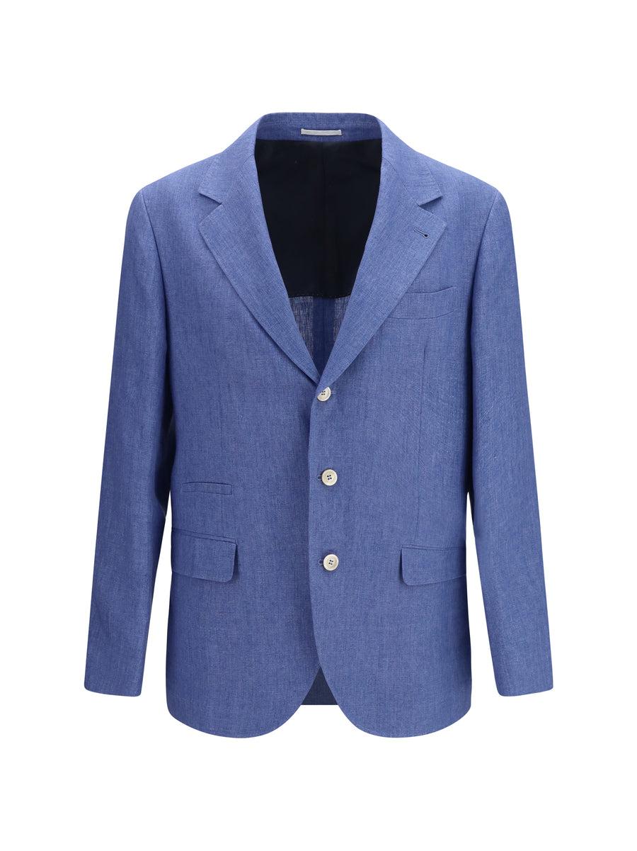 Jacket Deconstructed Single-Breasted Denim Linen