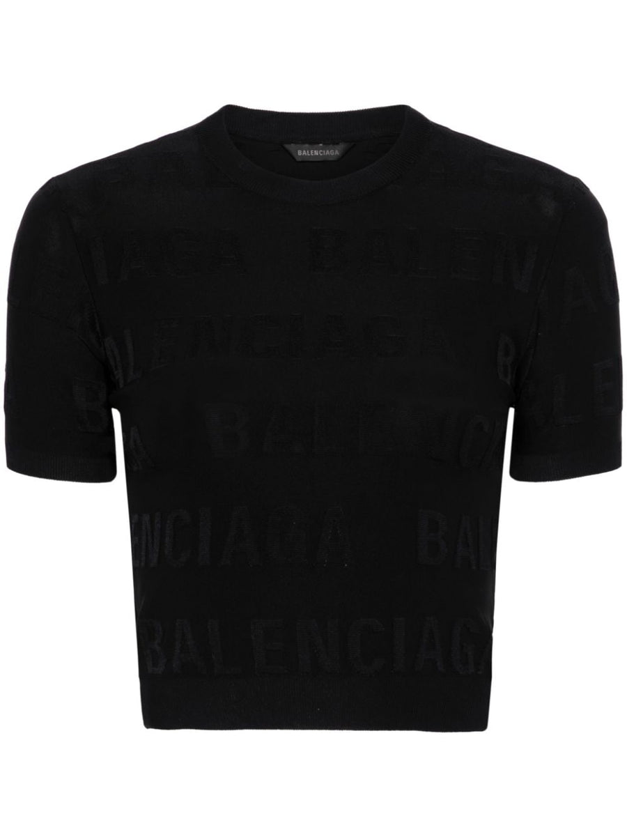 Balenciaga jacquard logo crop top
