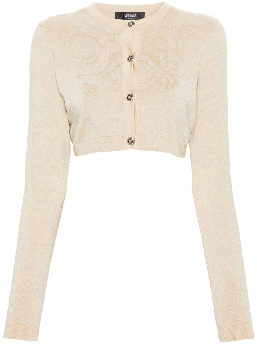 Versace Barocco lurex cropped cardigan