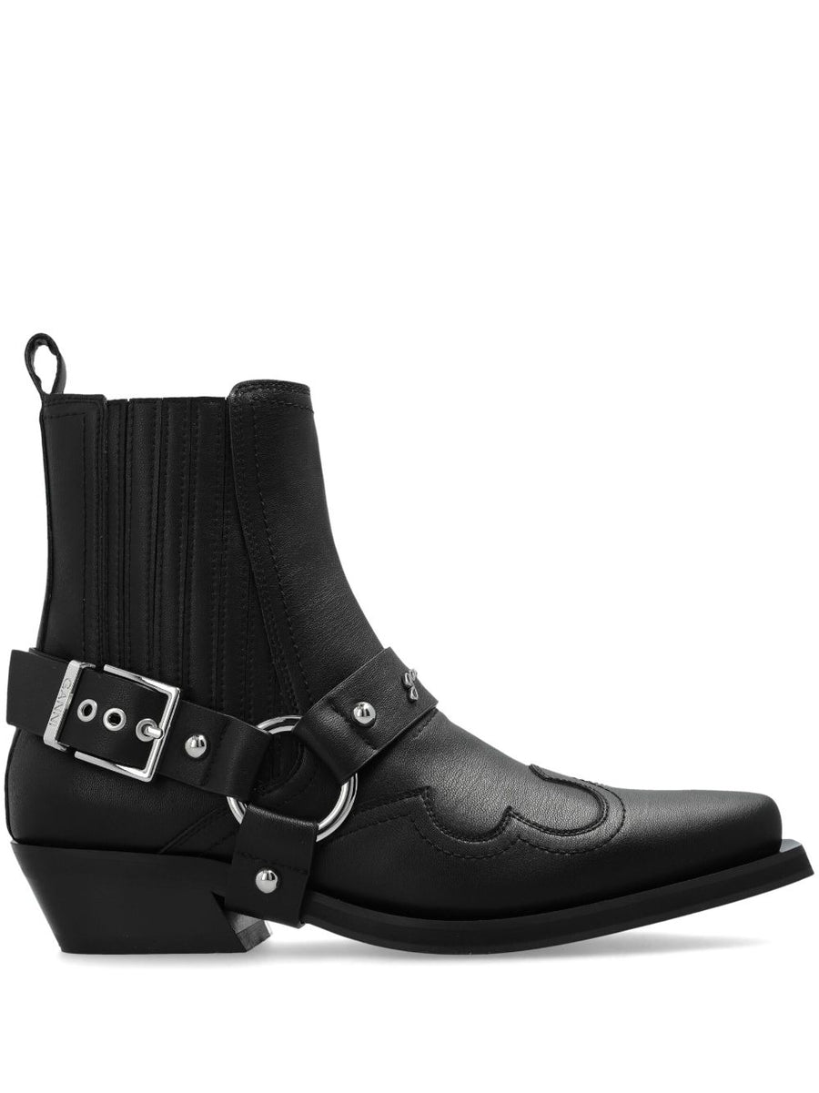 Ganni Western Chelsea Boots — Black