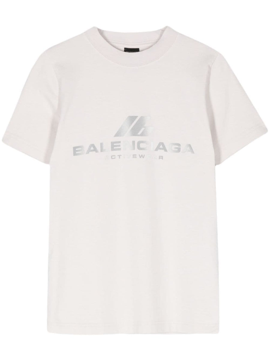 Balenciaga Logo-Printed Cotton Blend T-Shirt — White