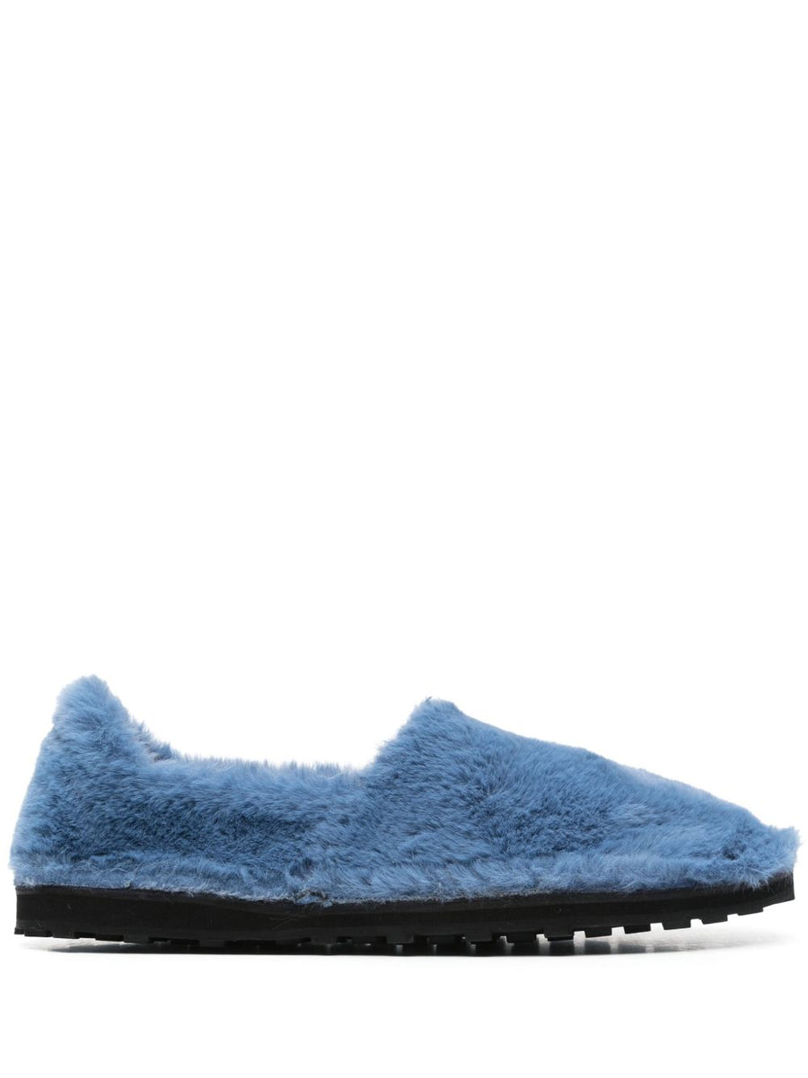 Marni Faux Fur Slip-On Loafer — Cerulean Blue