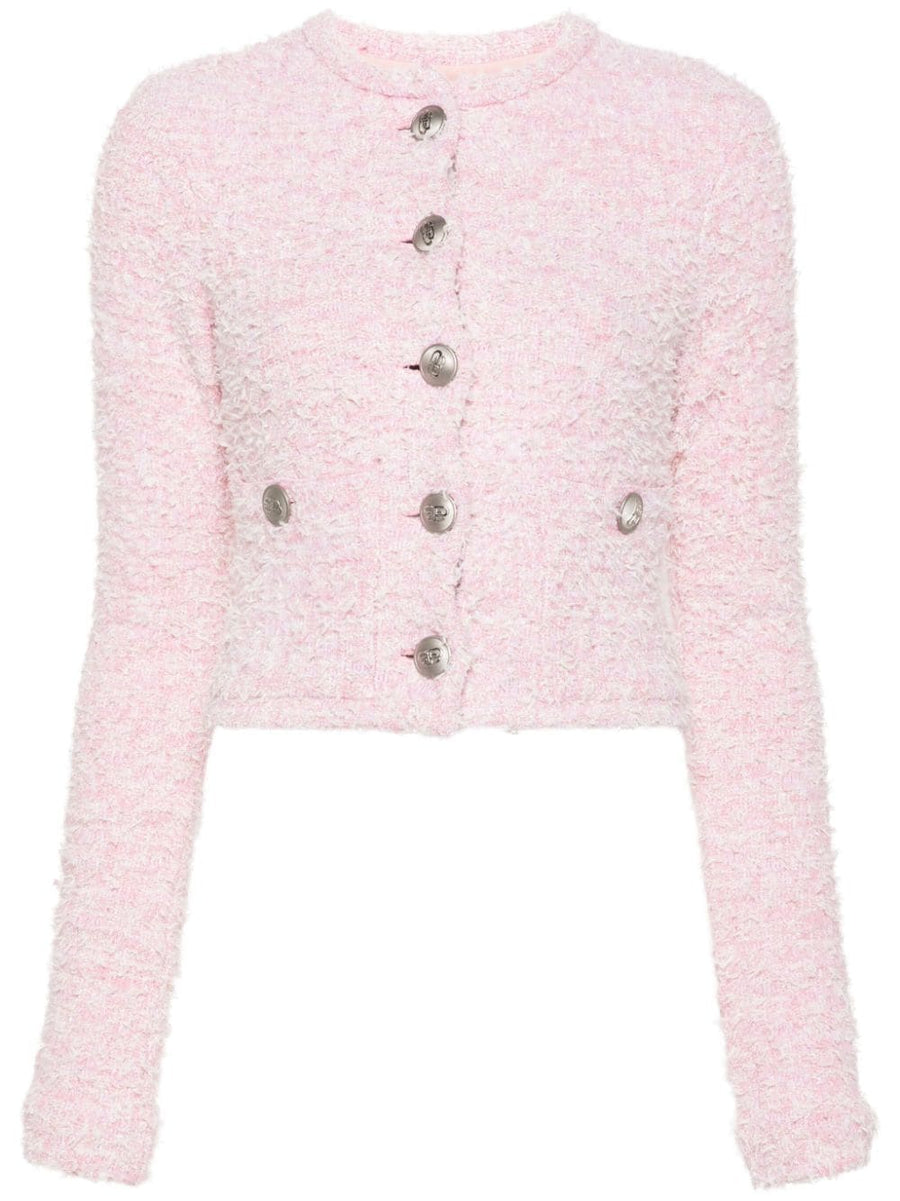 Balenciaga Bouclé Tweed Cropped Jacket — Blush Pink