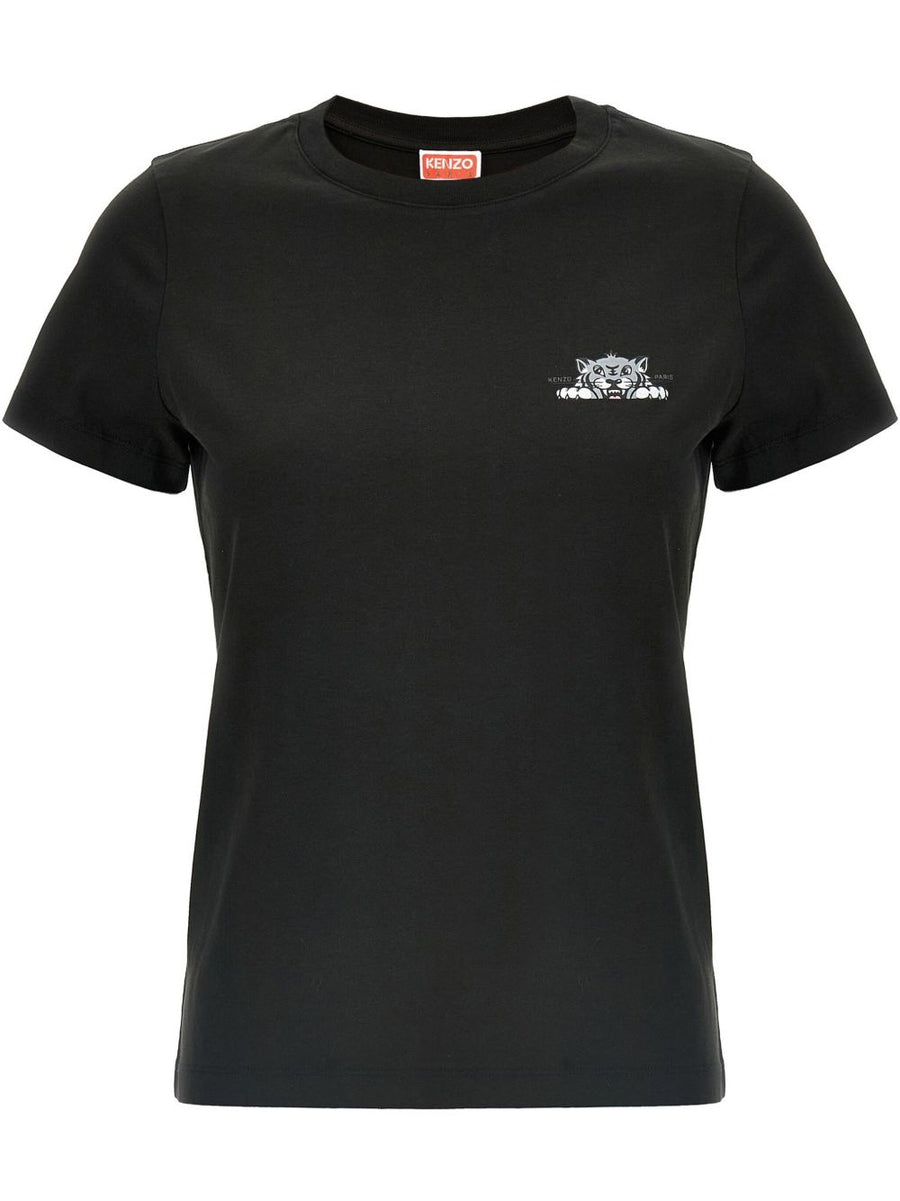 Kenzo Logo-Embroidered Tiger T-Shirt — Black
