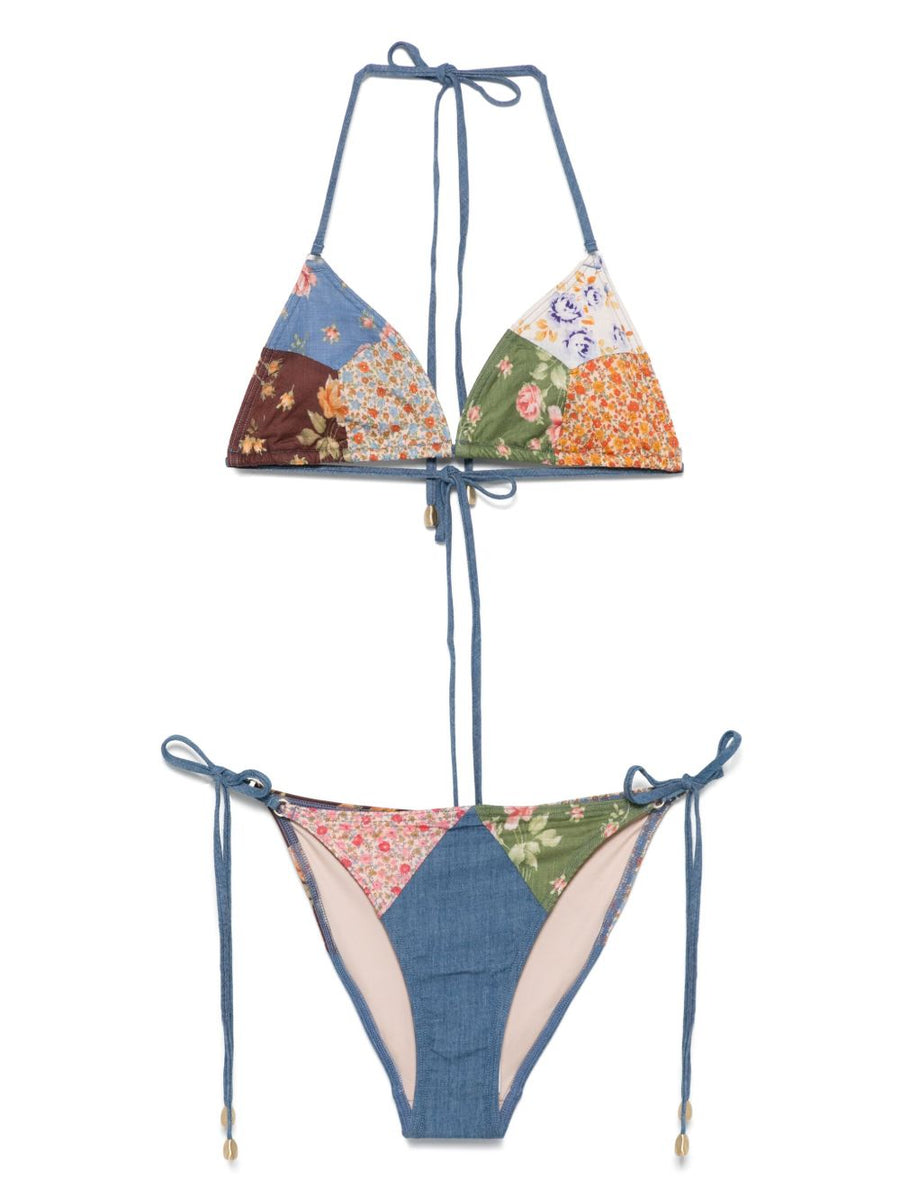 Zimmermann Patchwork Print Bikini Set — Blue