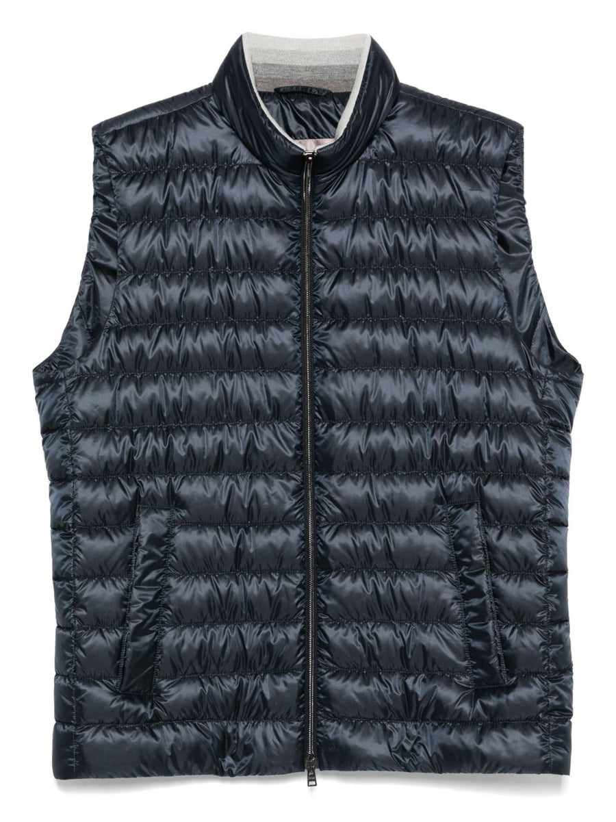 HERNO Quilted Nylon Down Vest — Navy
