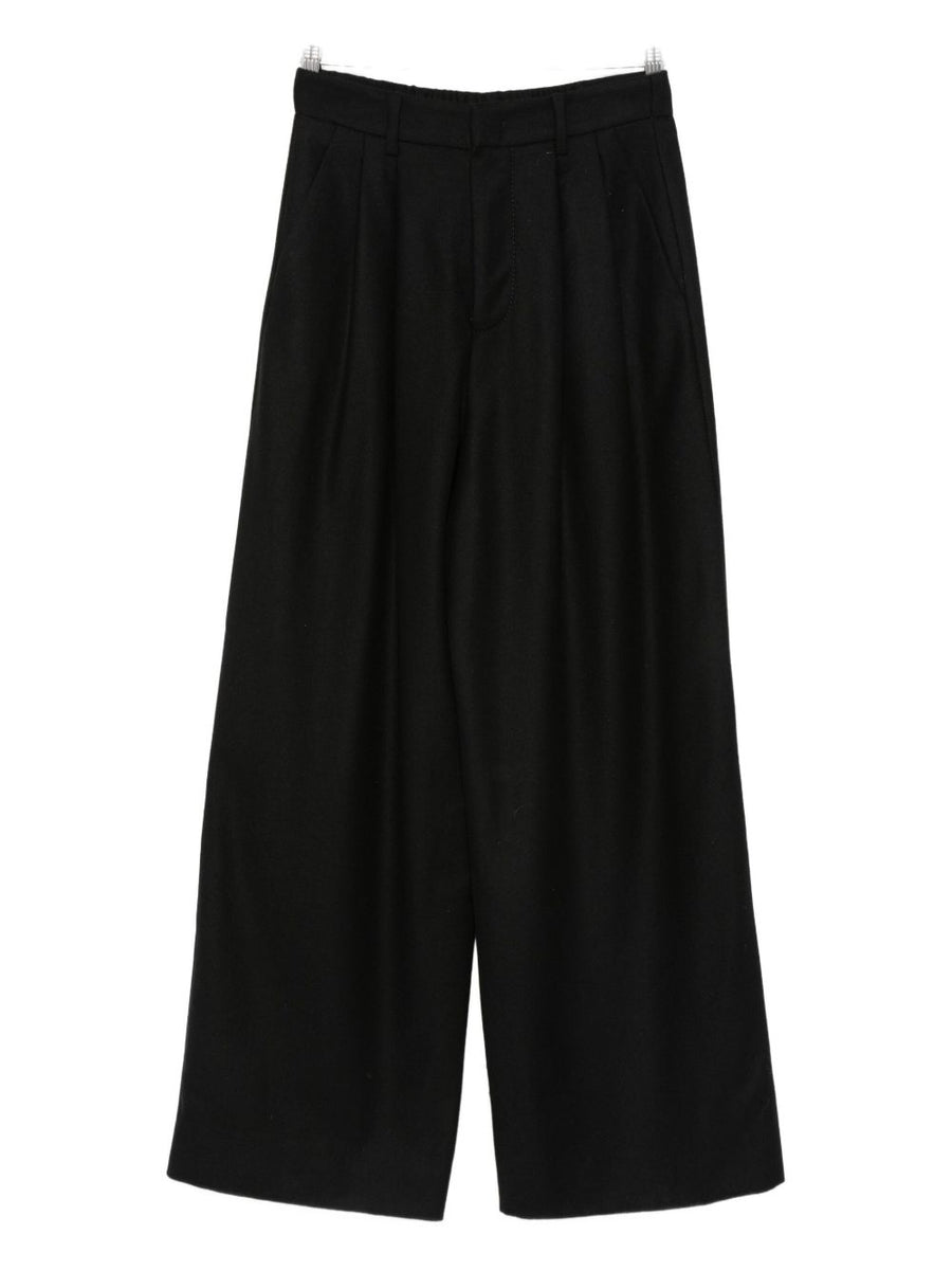 SUSANNE BOMMER Cotton Blend Pleated Trousers — Black