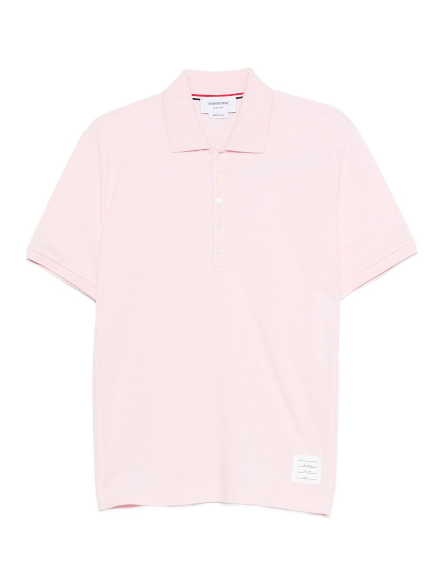 Thom Browne Cotton Piqué Polo Shirt — Pink