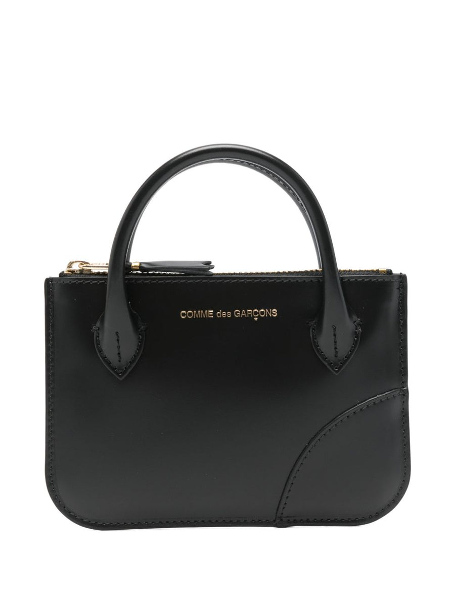Comme Des Garcons Leather Top-Handle Wallet — Black