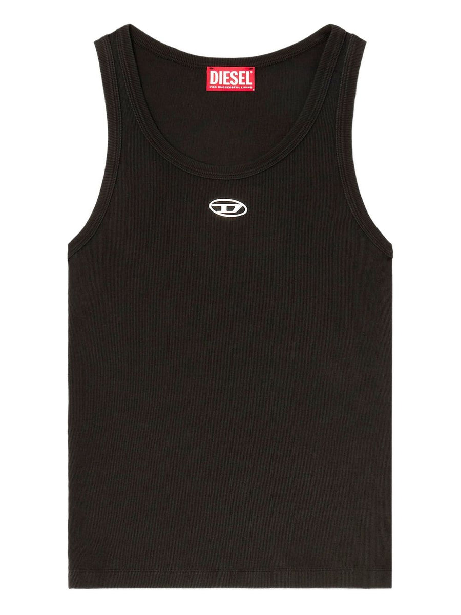 Diesel Logo-Embroidered Cotton Tank Top — Black