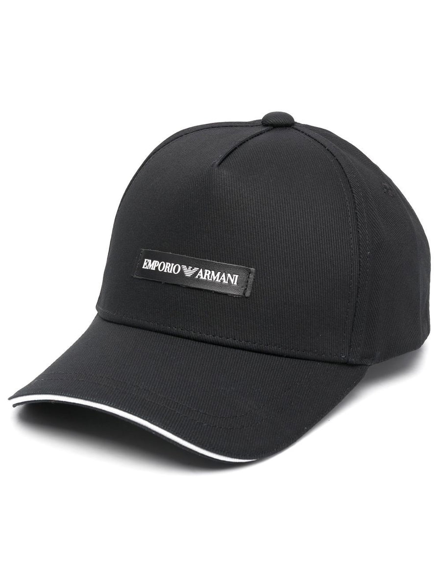 Emporio Armani Logo-Patch Canvas Baseball Cap — Black