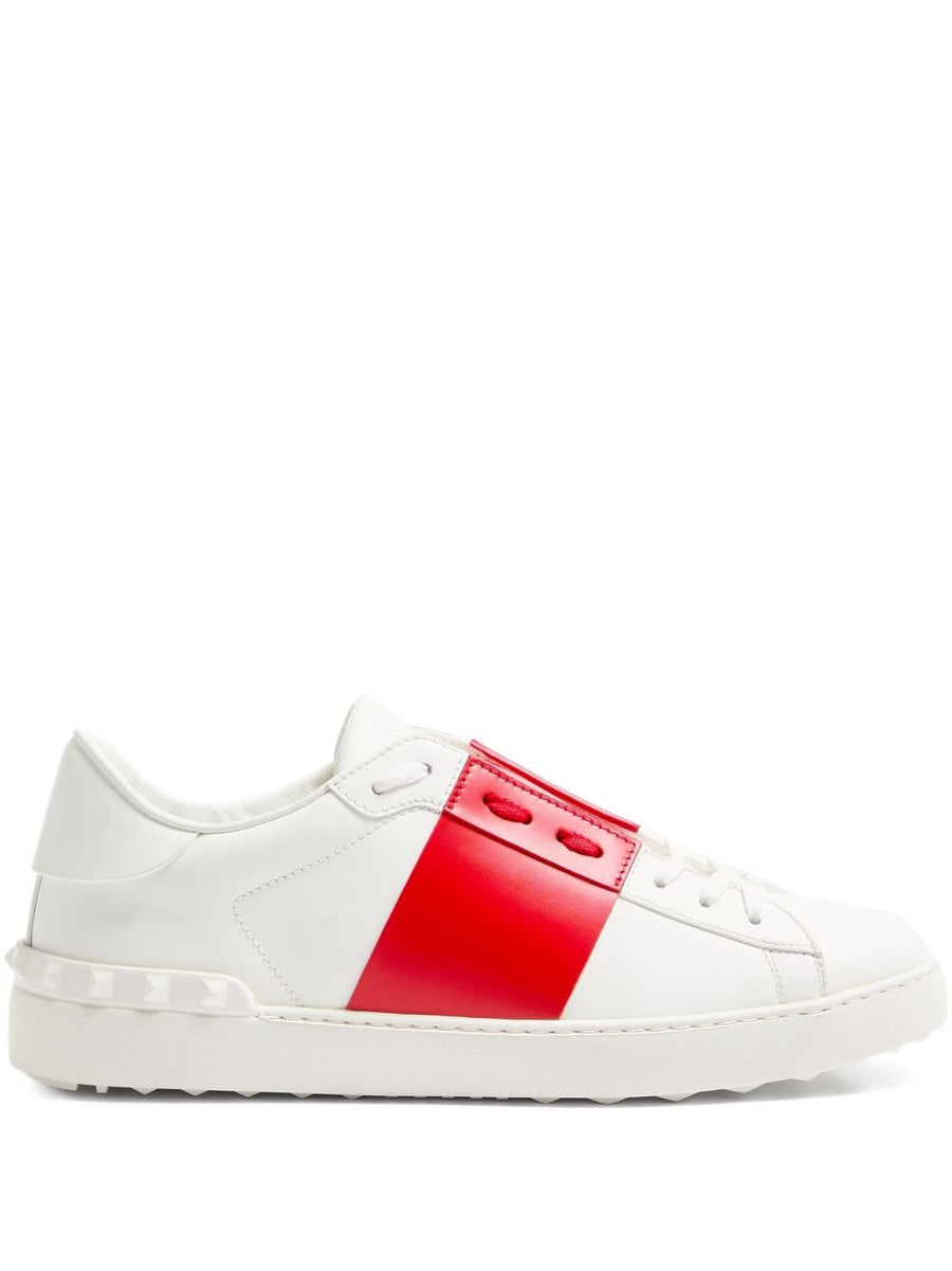Valentino Garavani Open Leather with Contrasting Band Sneaker — white