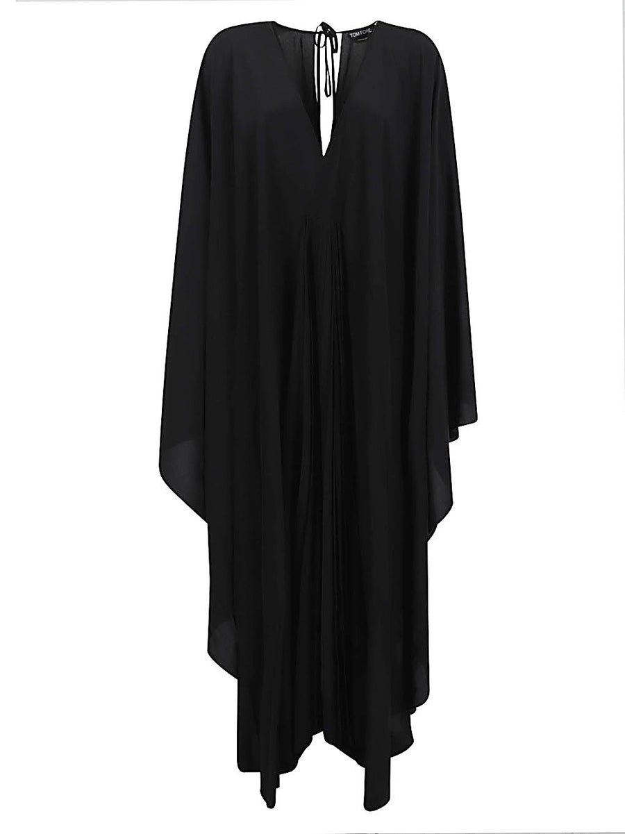 Tom Ford Silk V-Neck Kaftan — Black
