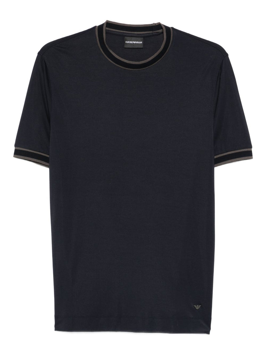 Emporio Armani Logo-embroidered T-shirt — Navy