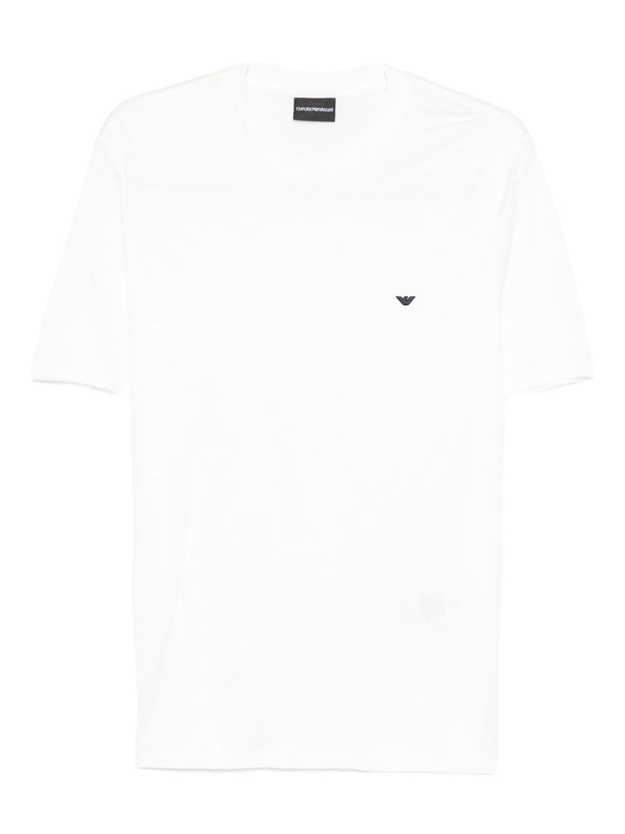 Emporio Armani Logo-Embroidered Cotton Blend T-shirt — White