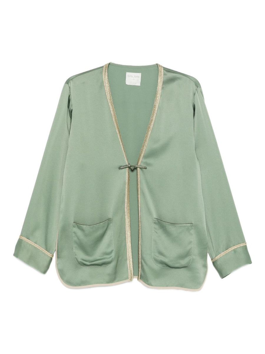 Forte Forte Kimono-Cut Cotton Jacket — sage green