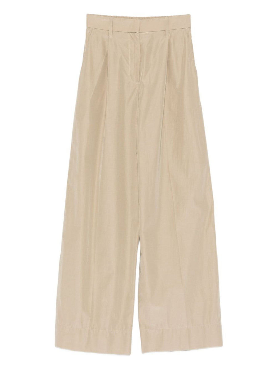 Forte Forte Wide-Leg Cotton Blend Trousers — Sand