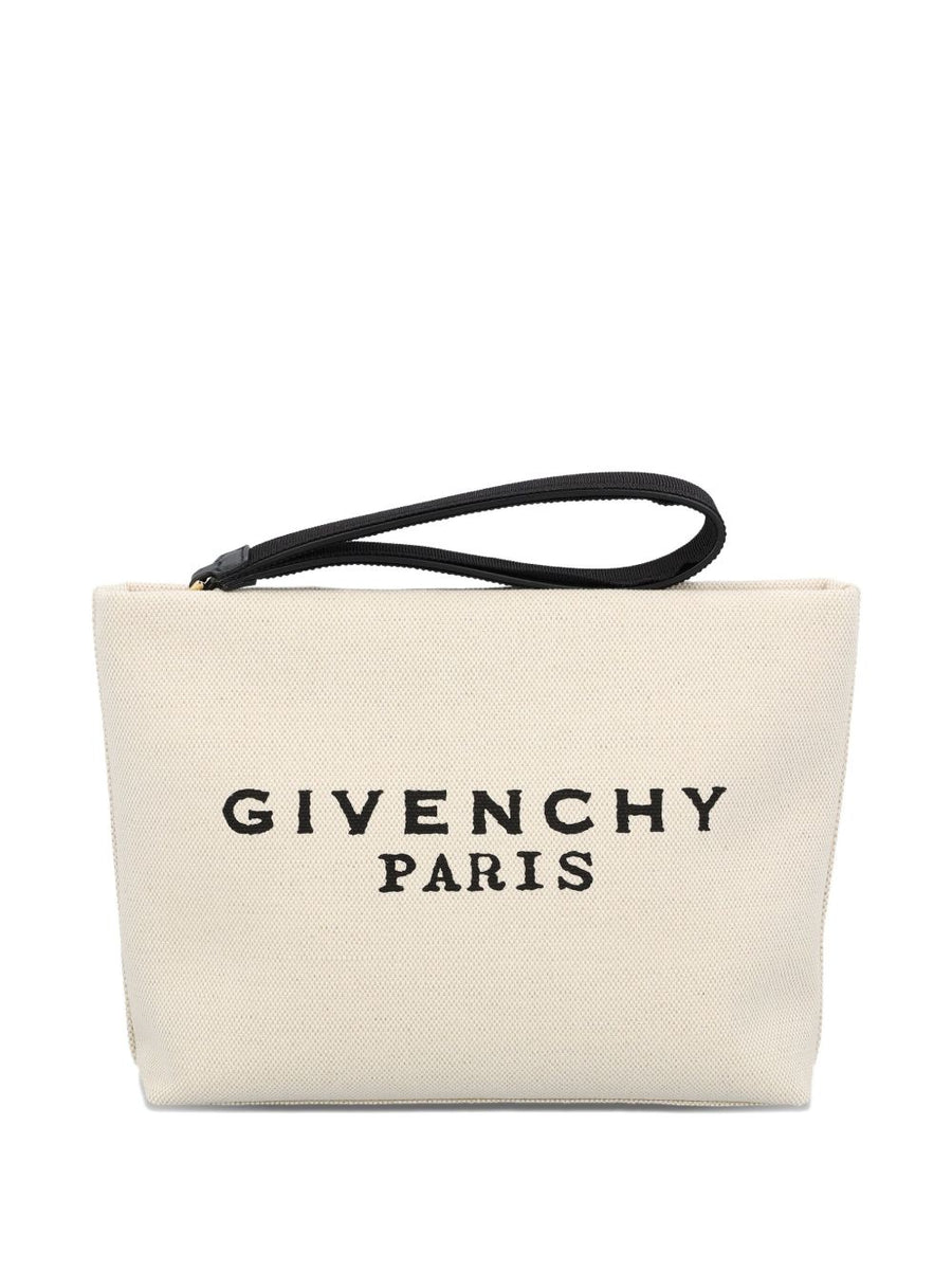 Givenchy Logo Canvas Pouch — Beige