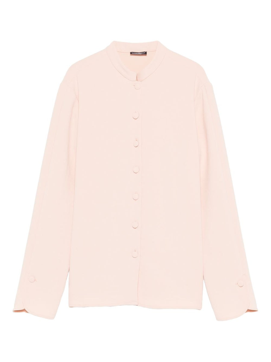 Emporio Armani Crepe Button-Down Shirt — Powder
