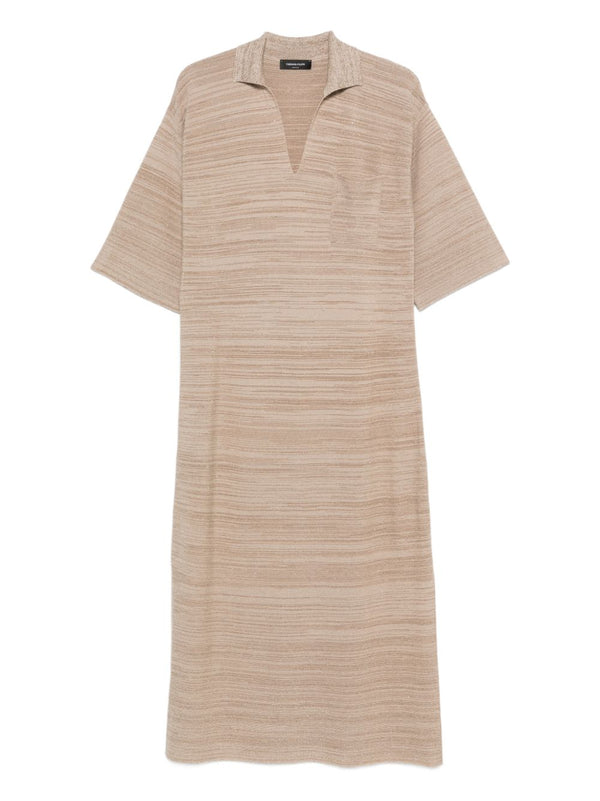 Fabiana Filippi Wool and Cotton Striped Shirt Dress — Beige