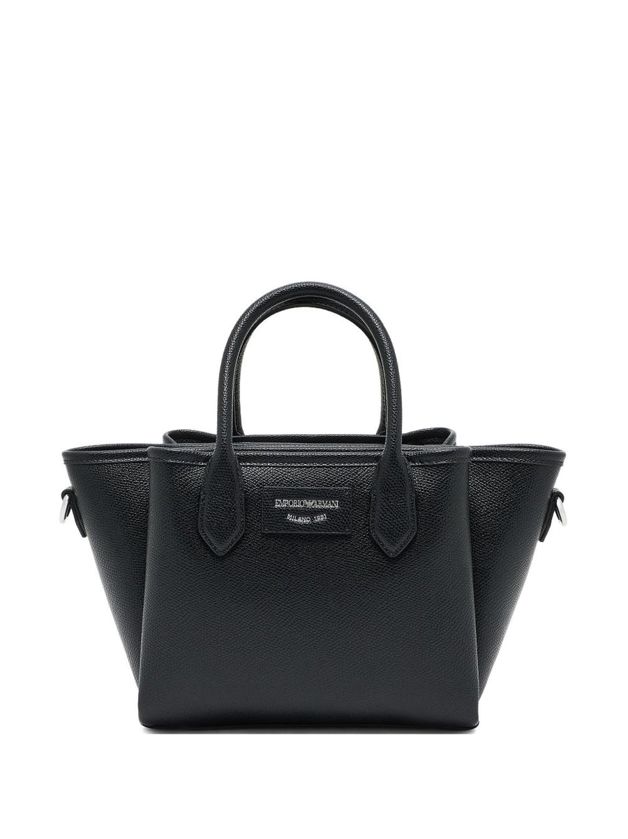 Emporio Armani Palmellato Leather Shoulder Bag — Black