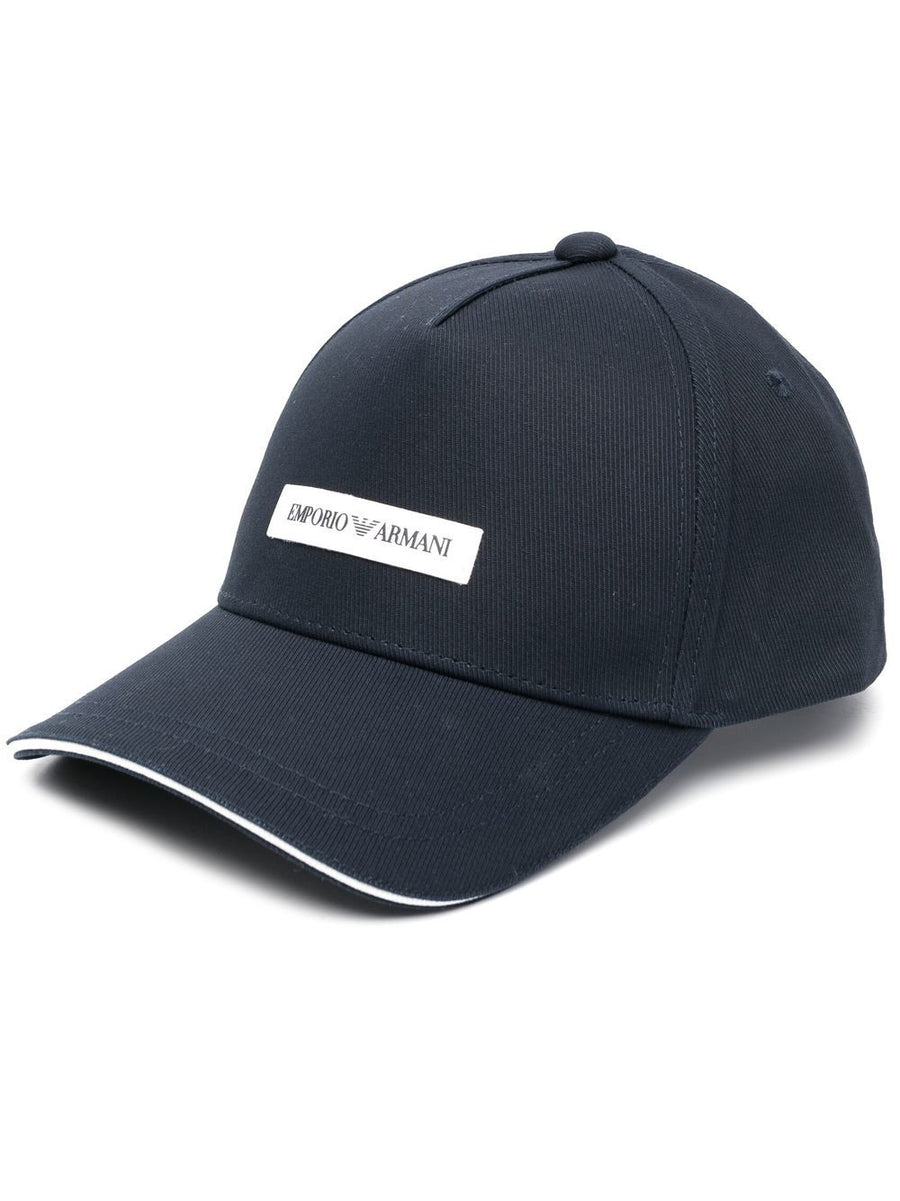 Emporio Armani Logo-Patch Canvas Baseball Cap — Navy