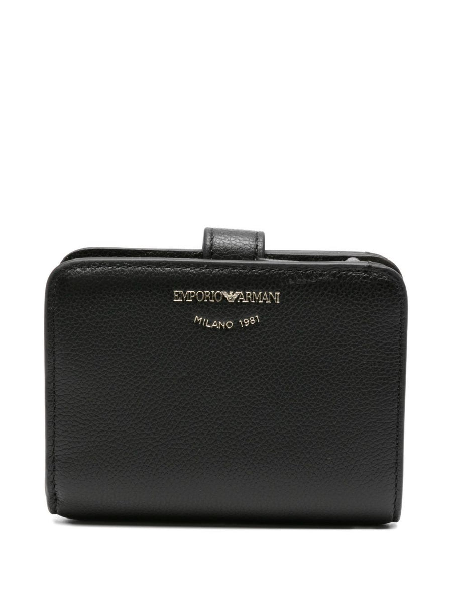 Emporio Armani Tumbled-Leather Bi-Fold Wallet — Black