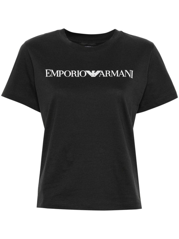 تيشيرت Emporio Armani شعار بطبعة قطن - أسود