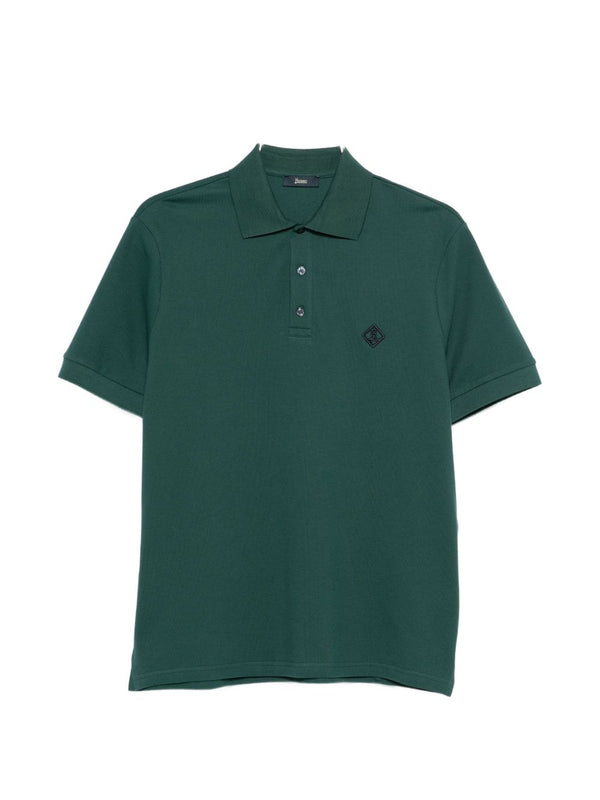HERNO Logo-Patch Cotton Polo Shirt — Green
