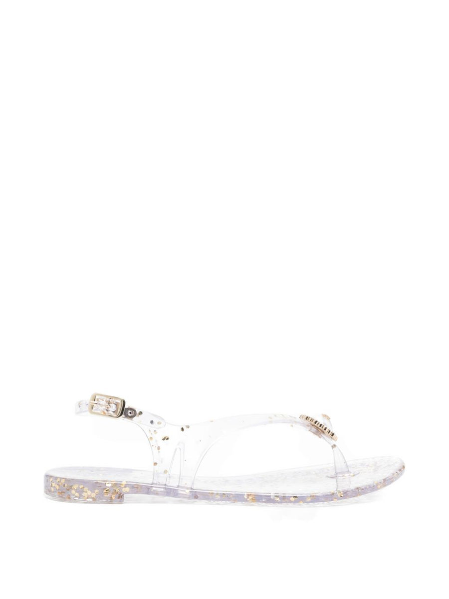 Casadei Embellished Jelly Sandals — Clear