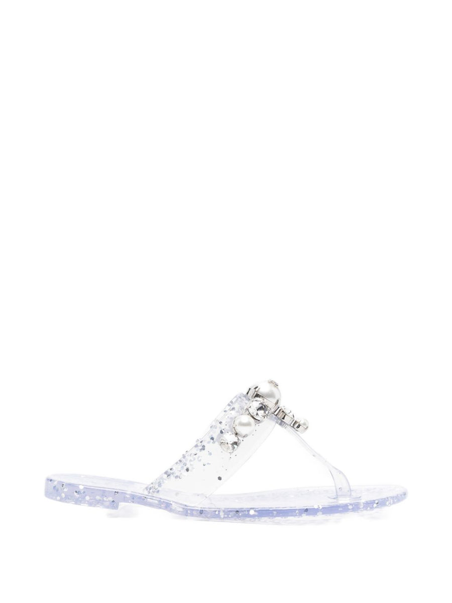 Casadei Embellished Thong Sandal — white