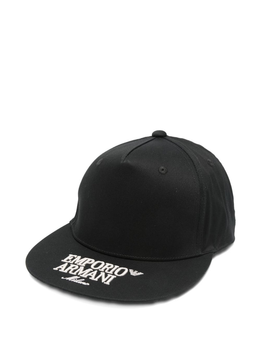Emporio Armani Logo-Embroidered Baseball Cap — Black